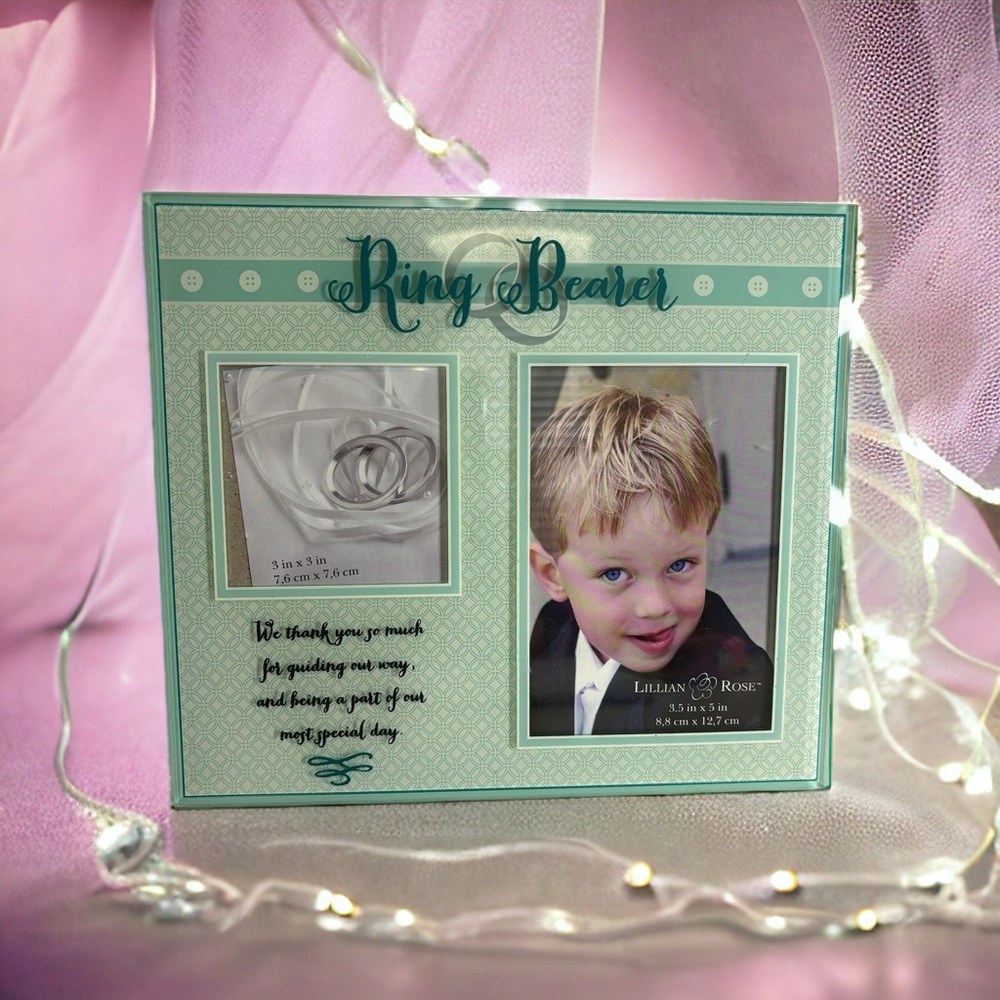 Lillian Rose Ring Bearer Picture Invitation Frame Green Tinted Glass Wedding